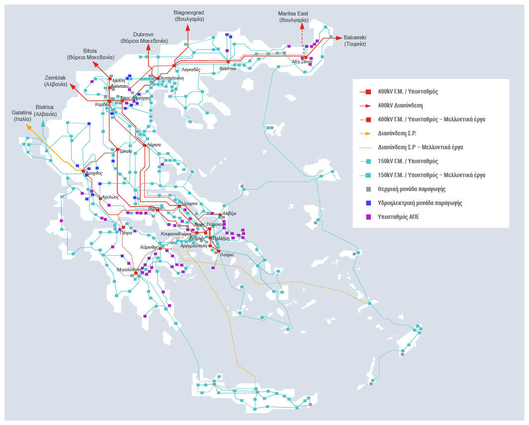 Χάρτης γραμμών ΑΔΜΗΕ
